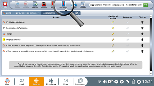 accede a mis páginas de favoritos