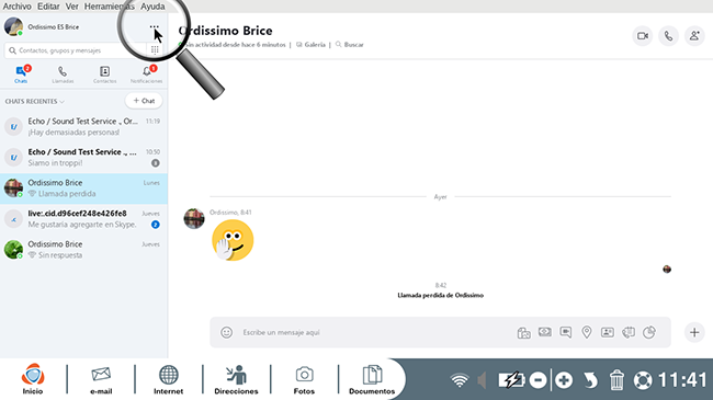 Abrir la configuración de Skype