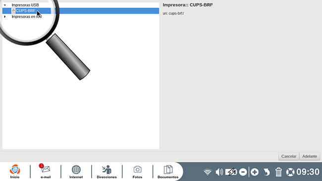 Seleccione impresora usb