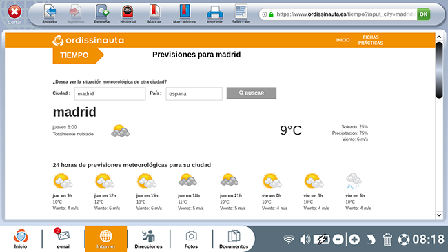 el pronóstico del tiempo para la ciudad elegida